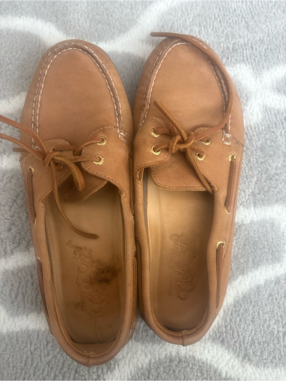 Sperry top slider authentic original STS10467 men’s 10.5W leather boat shoes tan